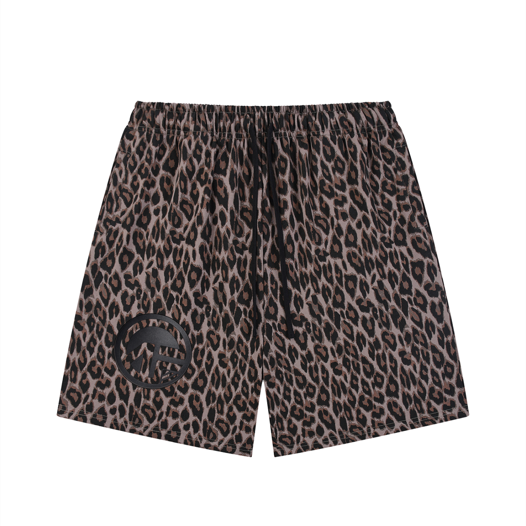 "4 cash" Heavyweight Leopard Drawstring Shorts