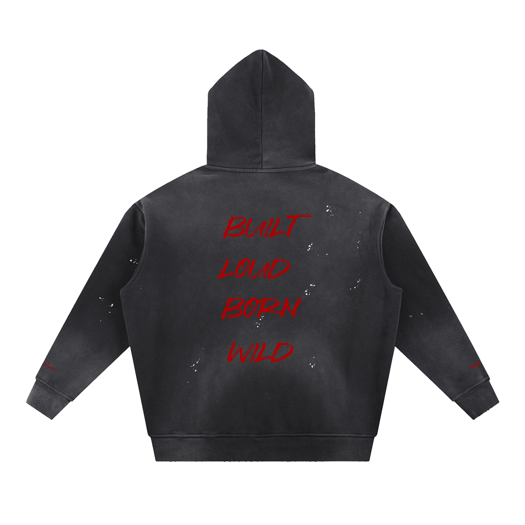 "AF Day" Vintage Washed Frayed Fleece Hoodie
